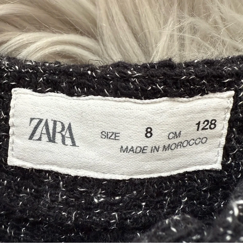 ZARA Girls Black Tweed Cargo Shorts Size 8